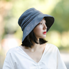 黑色渔夫帽女遮阳帽子夏韩版潮百搭网红太阳帽防晒遮脸日系大帽檐