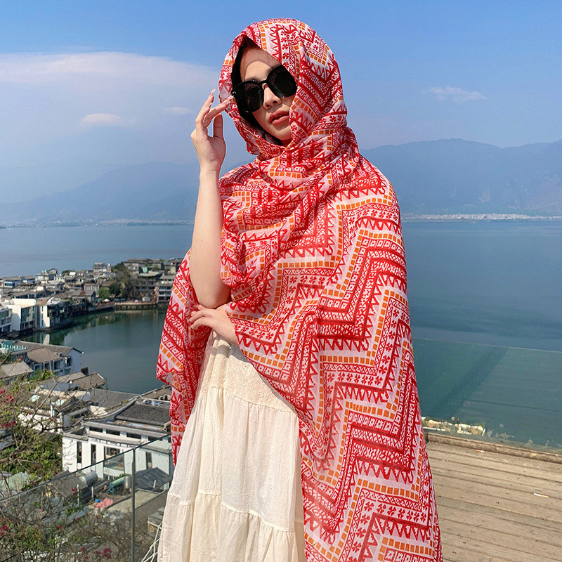 2025新款云南三亚旅游防晒盘扣披肩女薄款长款民族风时尚百搭外搭