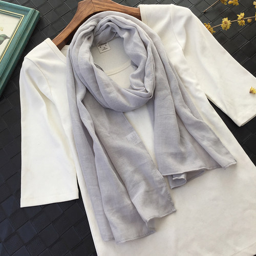 细窄长条护颈棉麻围巾薄短款丝巾