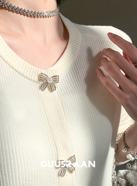 跳转新店拍～钻光蝶萦 |MJ亲妈 钻钻蝴蝶结针织开衫圆领羊毛衫春