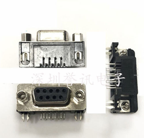 DR9母头 DR9母座 RS232串口 双排9芯 90度弯脚 焊板式/插板式 DB9