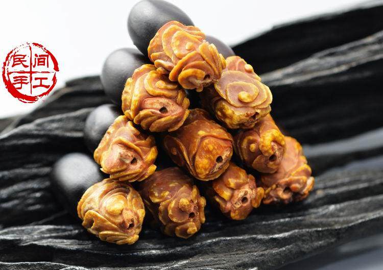缅茄雕刻缅茄菩提雕刻菩提雕刻祥云佛珠手串配件缅茄背云雕刻缅茄