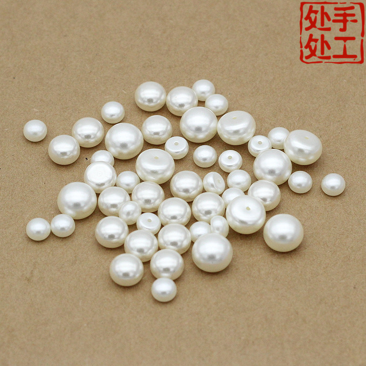 手工diy蝴蝶结发饰面包珠扁100颗