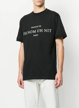 意产 Ih nom uh nit 黑色纯棉大LOGO休闲短袖T恤 NUS18490-009