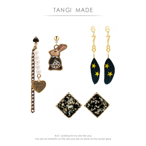 tangi原创春季新款扑克兔子耳夹