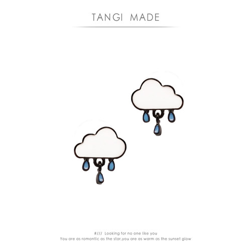 tangi原创设计日韩云朵雨滴耳环
