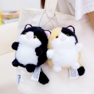 多爱新款仿真猫咪挂件可爱小花猫毛绒玩具女生包包挂饰钥匙扣礼物