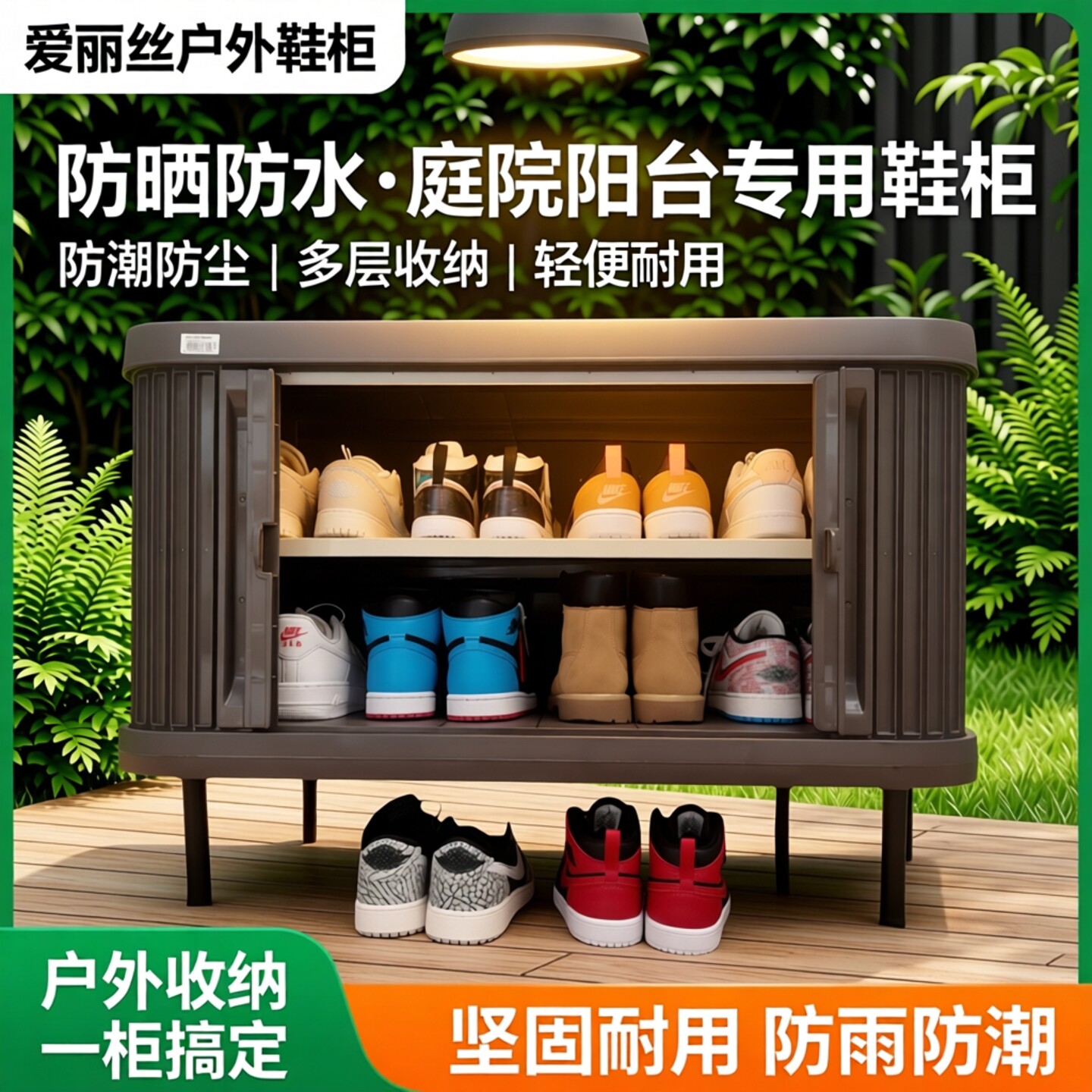 爱丽丝鞋柜户外防晒防水室外储物柜庭院阳台家用门口可做防雨鞋架