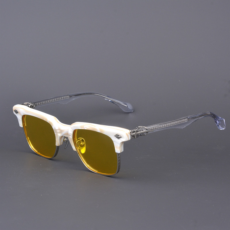 新生潮彩色偏光眼镜墨镜男女半透浅蓝太阳镜板材配纯钛圈可配近视