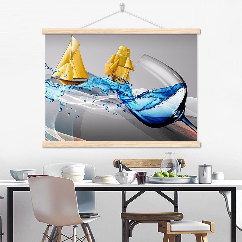 现代简约餐厅装饰画酒杯客厅餐桌背景墙挂画创意饭厅墙画厨房壁画图片