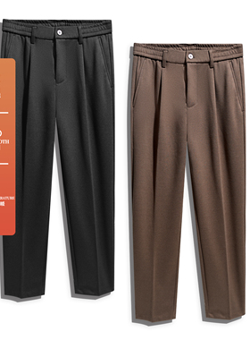 毛呢裤子男士修身长裤垂感九分小西裤韩版商务休闲直筒加绒秋冬季