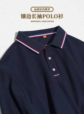 长袖POLO衫2023新款舒适时尚百搭经典翻领男装休闲秋冬季长袖潮流
