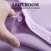 春夏翻领潮牌有领纯色简浅紫手持男POLO青年商务休闲保罗衫 T短袖