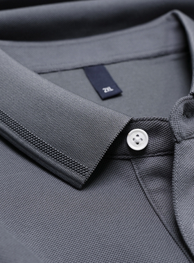 T恤男POLO衫冰丝打底烟灰色帅气百搭半袖体恤吸汗保罗衫翻领商务