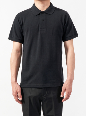 【清仓】POLO衫男短袖 全棉两粒扣翻领T恤衫透气舒爽纯色保罗衫黑