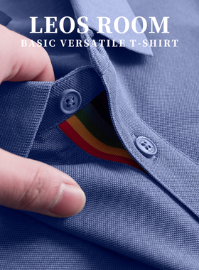 纯色纽扣翻领桑蚕丝polo衫男生休闲短袖t恤半袖套头上衣打底衫黑