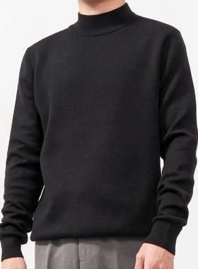 LEOS 半高领毛衣男修身冬季韩版针织衫时尚青年男士线衣纯色百搭