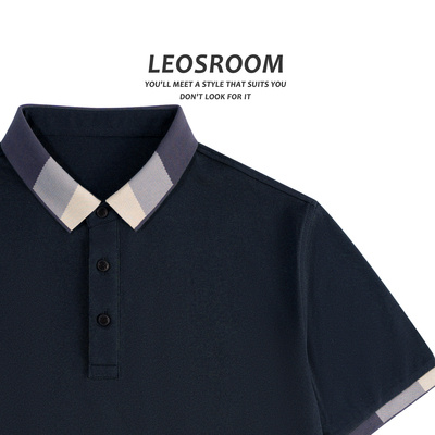 2025夏季新款polo衫条纹男士短袖T恤纯棉日系青年复古拼色撞色领