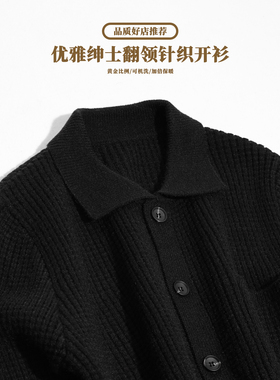 毛衣男外套翻领男士2023秋冬保暖韩版纯色休闲加厚打底长袖衣服衫