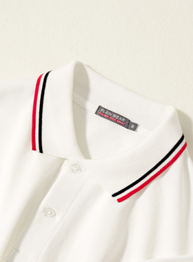 有领T恤男夏季休闲POLO衫宽松彩领T恤衫纯色简约风精梳棉带领T恤