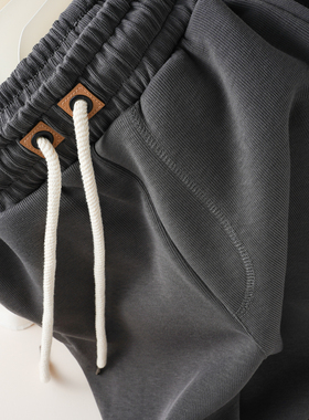 深灰色短裤男夏季宽松大码纯色重磅休闲五分裤男潮流高品中裤抽绳