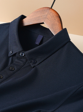 小众有领短袖POLO衫夏装冰丝美式简约扣领洋气高弹珠地棉纯色T恤