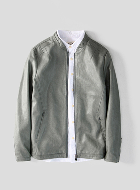 皮衣男韩版修身帅气休闲皮夹克潮男士短款皮外套袖口拉链PU皮外套