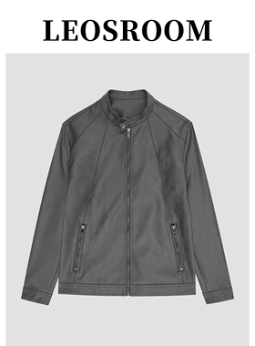 皮衣外套男PU皮复古经典短款夹克衫外套软皮机车男装硬朗立领皮衣