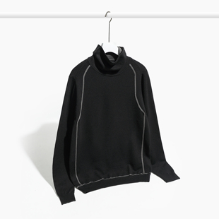 潮 纯色撞色毛衫 自由领男打底衫 堆堆领衣服精纺内搭百搭高领男韩版