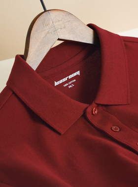 POLO衫男高档轻奢薄款舒适吸湿时尚红色男潮牌冰感细线正肩恤