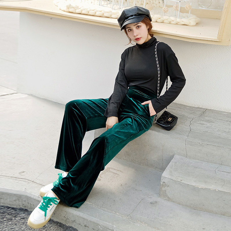 2025春秋款女装丝绒阔腿裤长裤休闲裤子直筒运动裤金丝绒打底裤,女装/女士精品,休闲裤,淘宝优惠券,粉丝福利购,淘宝优惠卷