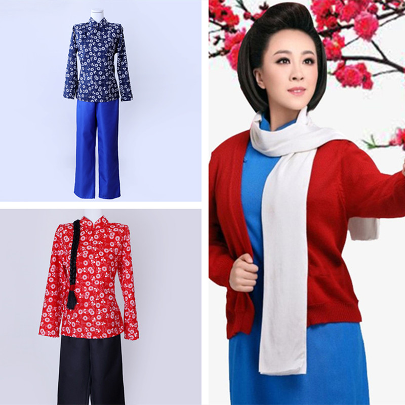 村姑碎花江姐演出服显瘦舞台服装