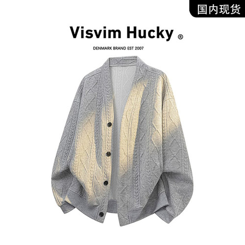 【官网正品】VISVIM HUCKY秋季新款提花肌理感大码卫衣男开衫外套