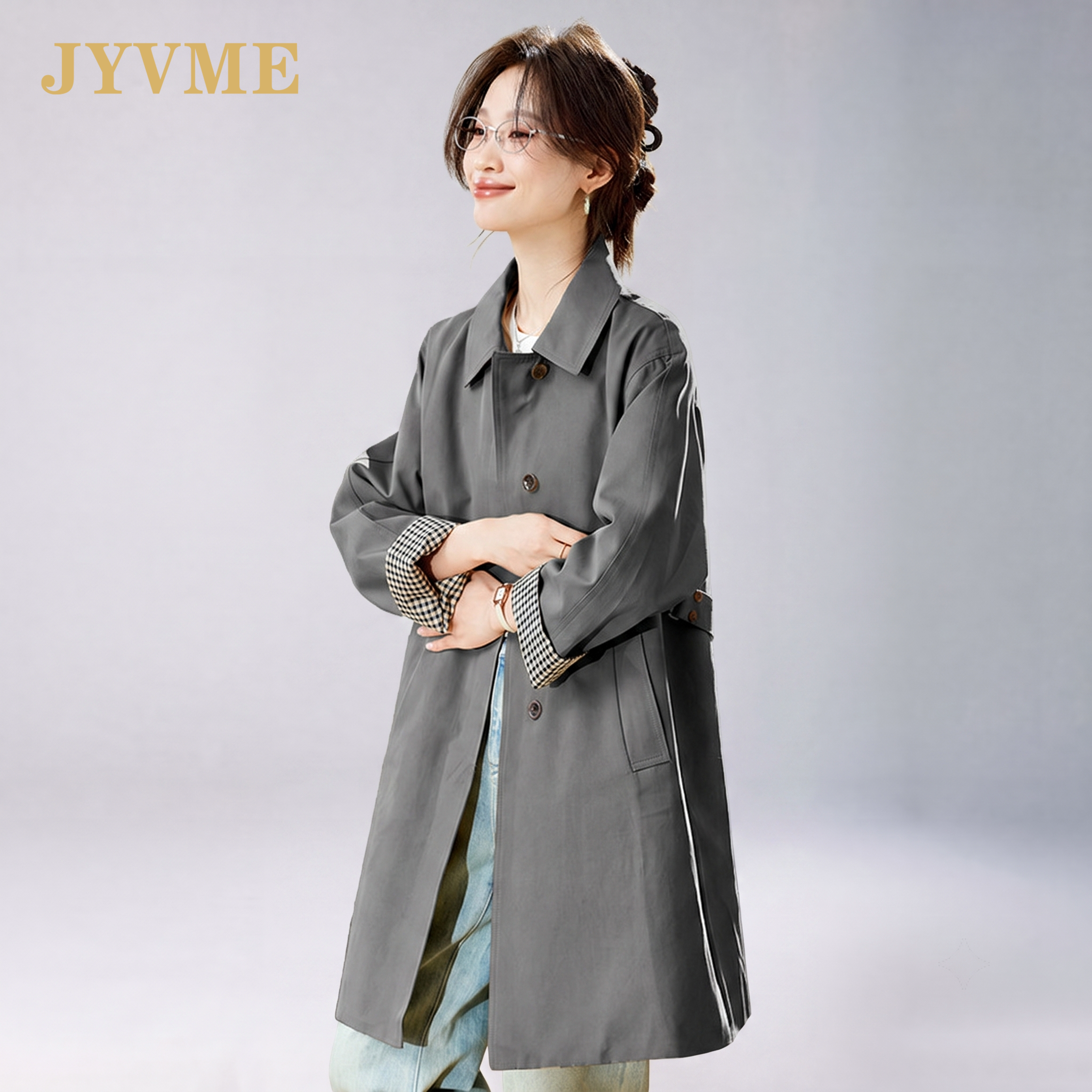 JyVme轻奢高级感风衣女款2026新款秋季洋气减龄中长款大衣外套