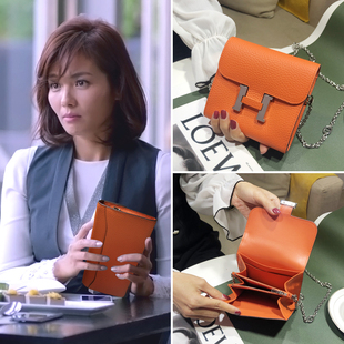 h扣康康包真皮猪鼻子链条包2025新款百搭单肩斜挎豆腐空姐小方包