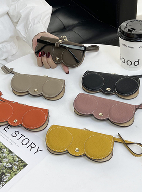 真皮眼镜包抗压便携男女式近视眼镜太阳墨镜收纳袋挂绳防丢保护套