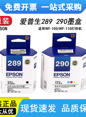 原装爱普生EPSON WF-100打印机WF-110墨盒 T289黑色 T290彩色墨水