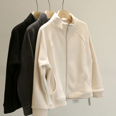 御寒黑马！加绒加厚立领卫衣女宽松休闲百搭摇粒绒拉链外套冬季