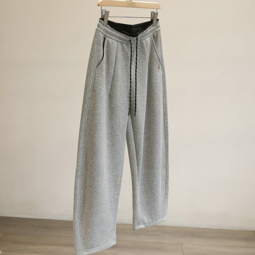 越穿越爱系列~加绒休闲卫裤女冬季保暖加厚弯刀裤宽松阔腿长裤子