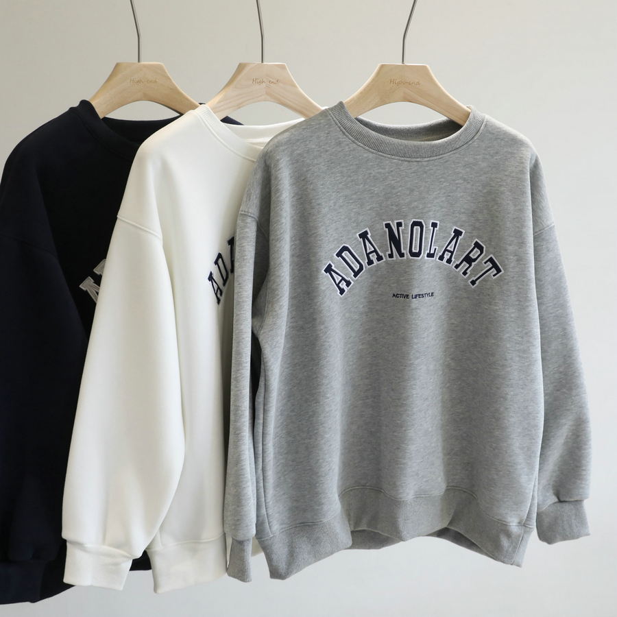 自留款~字母印花加绒圆领卫衣女2025秋季新款美式休闲宽松上衣