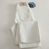 拖地长裤 渠道大厂货 阔腿裤 女高腰窄版 四面弹力米白色直筒牛仔裤