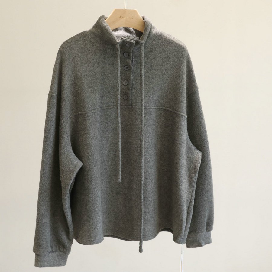 博主穿搭~半高领磨毛加厚卫衣女灰色宽松大版显瘦韩版休闲上衣