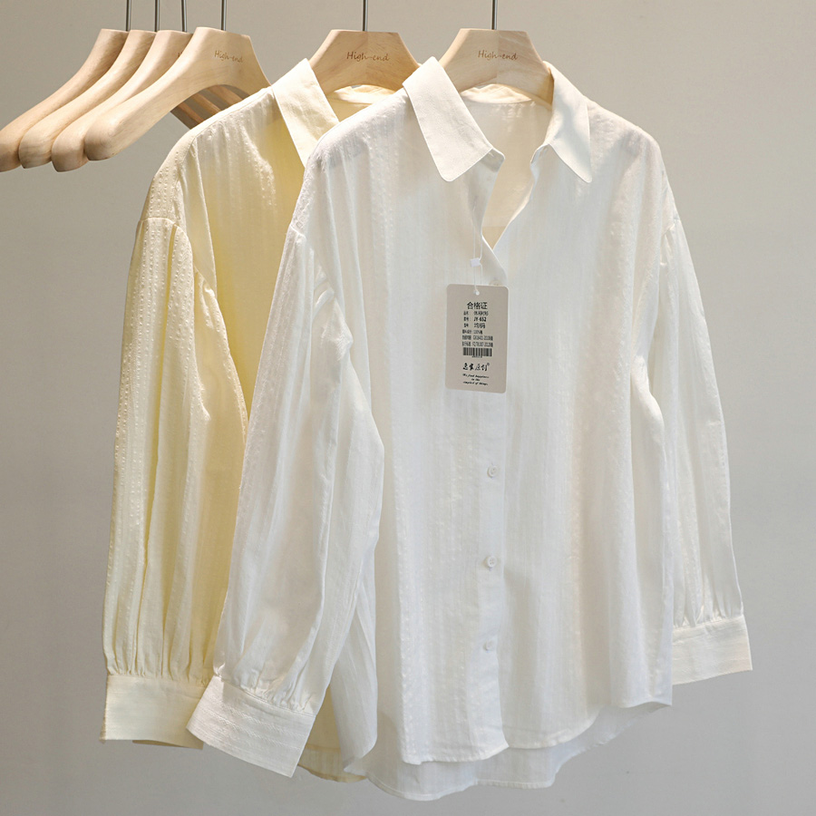韩版简约纯色长袖衬衫