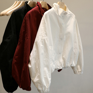 自留狠货！2025早秋立领下摆松紧短款外套女宽松廓形显瘦夹克上衣