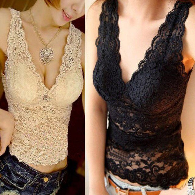夜店性感低胸女士蕾丝小吊带背心女短款修身胸衣抹胸掉带打底衫夏