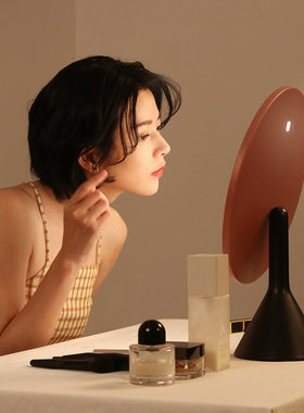 严选创意智能OA大圆镜高档美容美妆台式调光LED补光化妆镜子