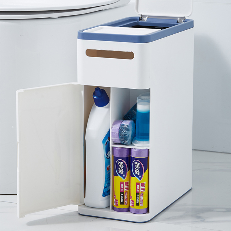 卫生间夹缝垃圾桶家用厕所带盖按压式马桶刷纸巾盒收纳一体式纸篓