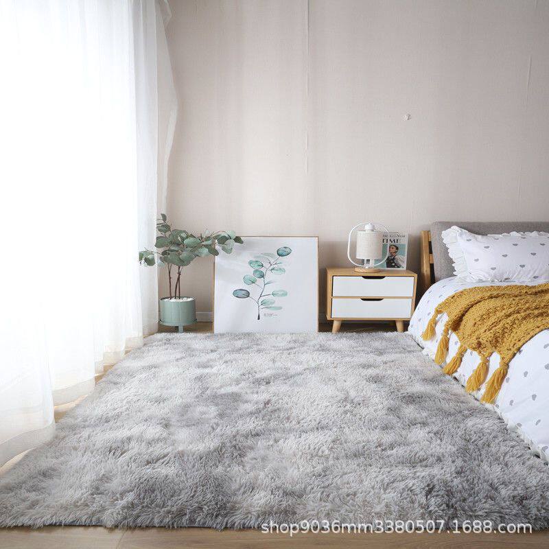 加厚地毯扎染丝毛地毯客厅茶几垫床边长毛水洗满铺卧室地毯北欧