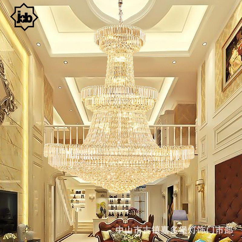 欧式复式楼中楼客厅大吊灯客厅酒店大堂水晶灯别墅奢华大吊灯