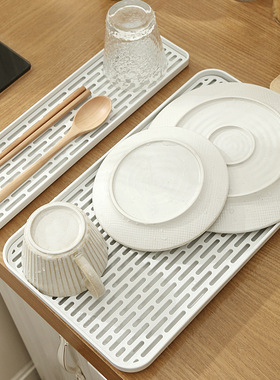 沥水盘家用客厅双层托盘长方形茶盘水果盘创意沥水篮67647